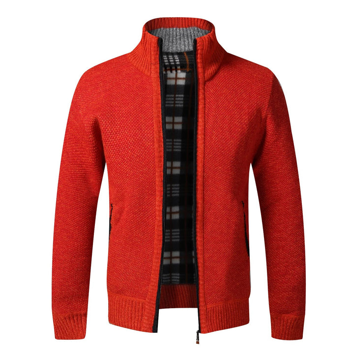 Tartan-Lined Zip Cardigan