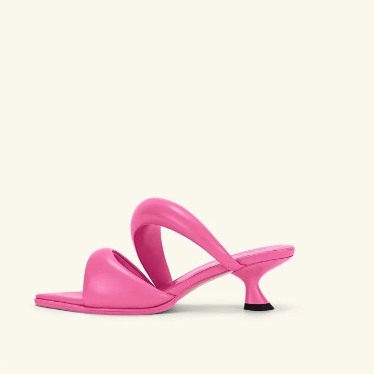 Fiore Buckle Kitten Mules