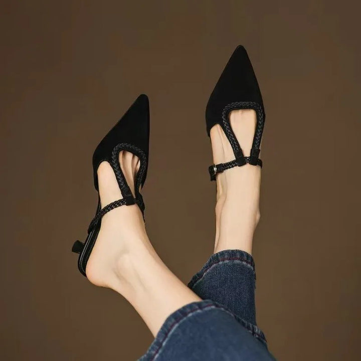Trecciola Braided T-Strap Slingbacks