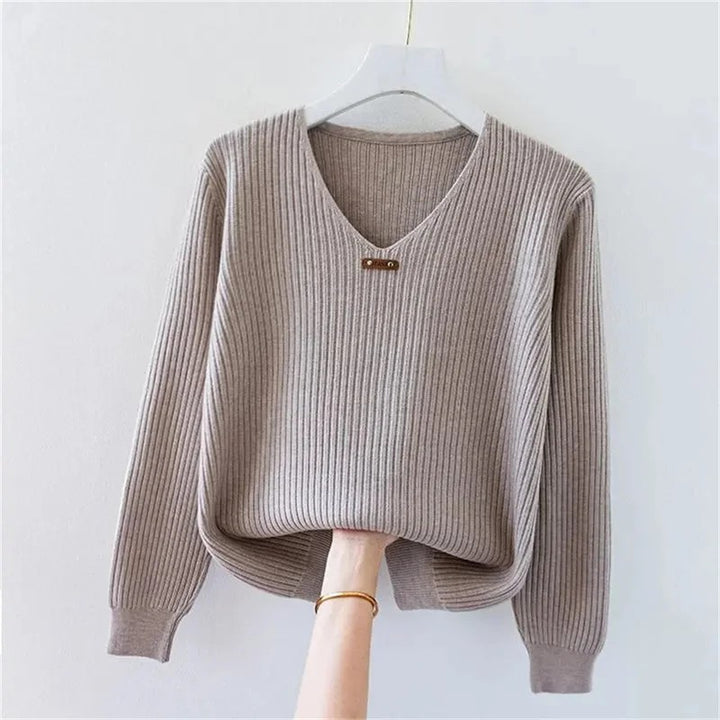Mireille Ribbed V-Neck Sweater