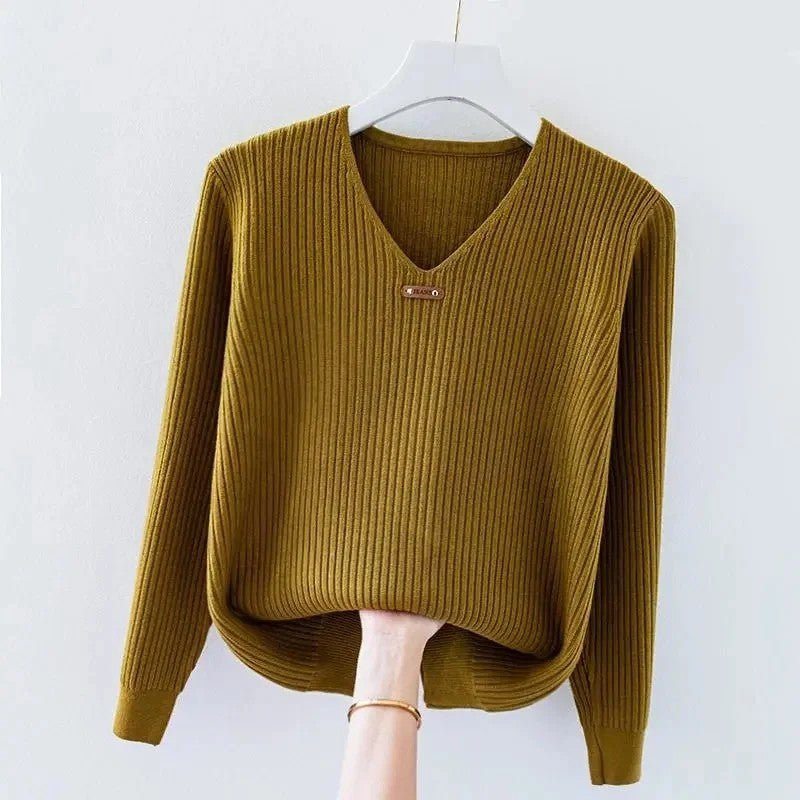 Mireille Ribbed V-Neck Sweater
