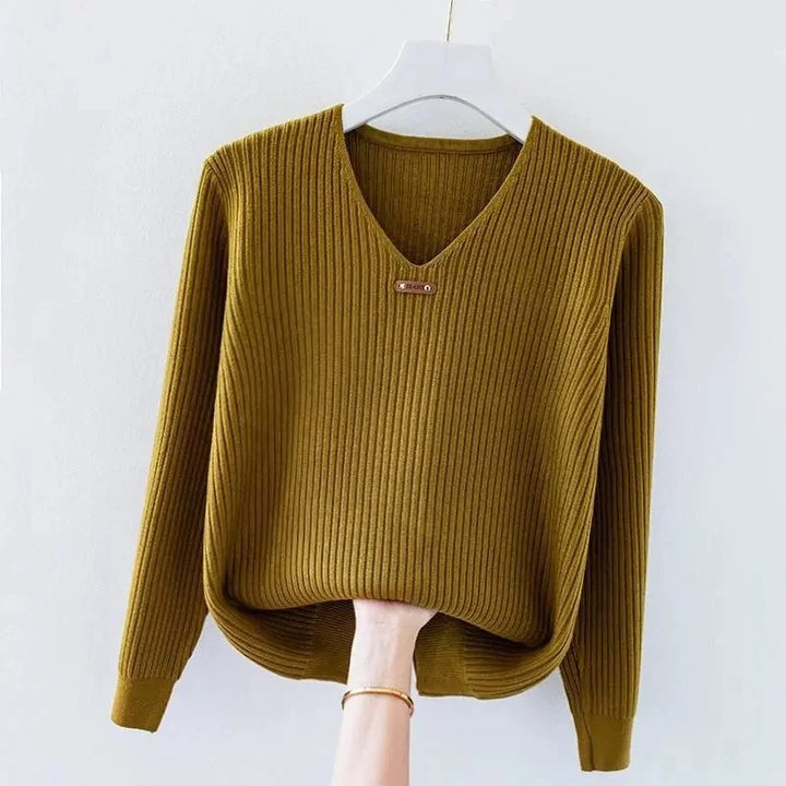 Mireille Ribbed V-Neck Sweater