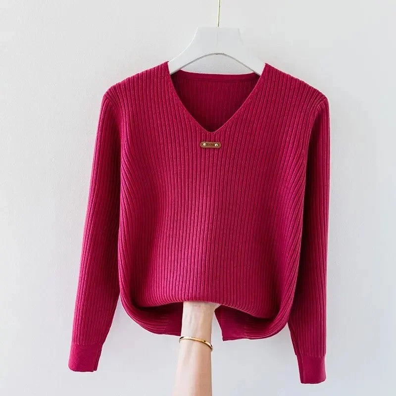 Mireille Ribbed V-Neck Sweater
