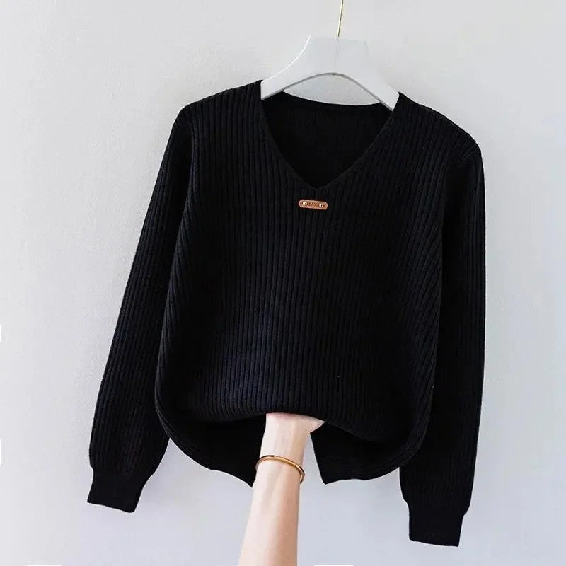 Mireille Ribbed V-Neck Sweater