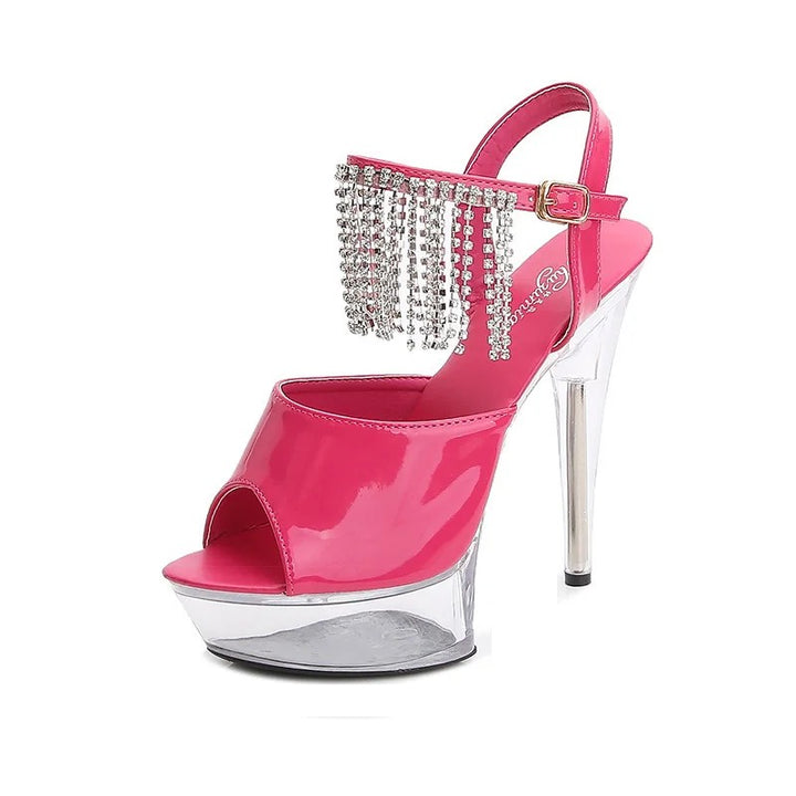 Fringe Crystal Platform Heels