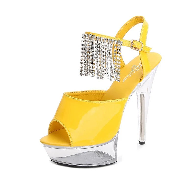 Fringe Crystal Platform Heels