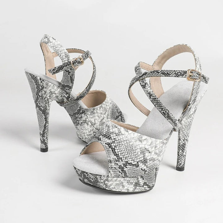 Serpentina Snake-Print Platform Stilettos