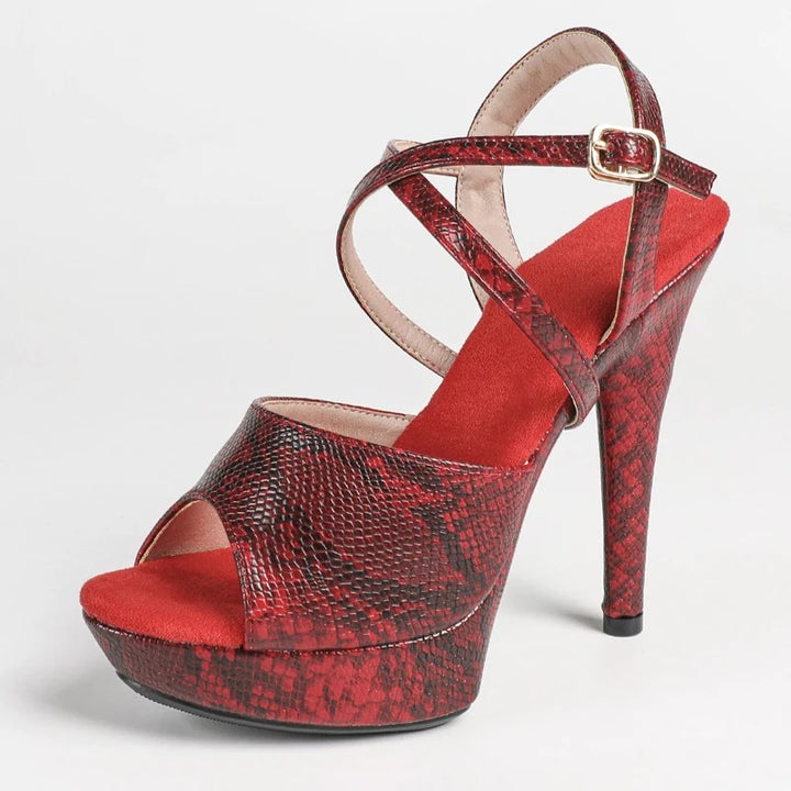 Serpentina Snake-Print Platform Stilettos