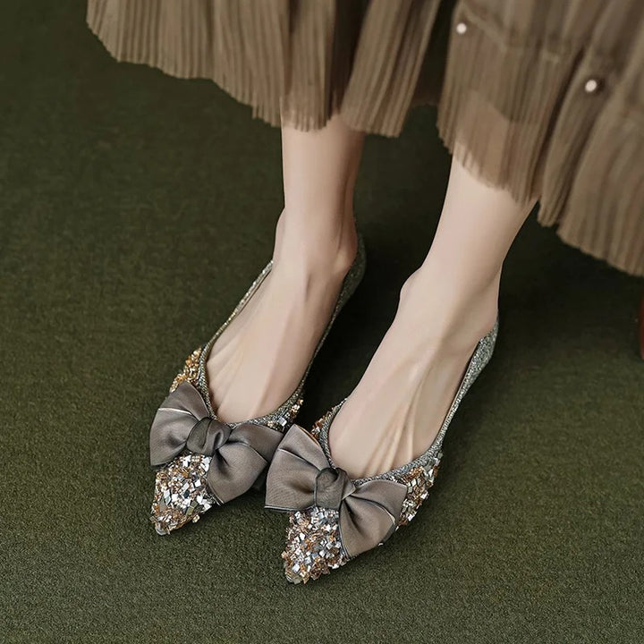 Ribbon Glimmer Pointed Flats