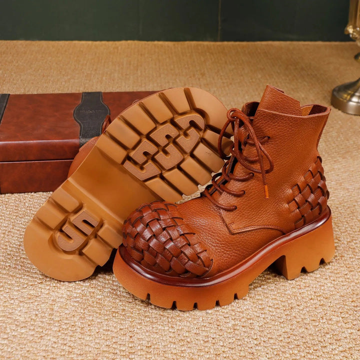 Basket Weave Combat Boots