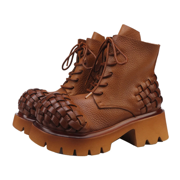 Basket Weave Combat Boots