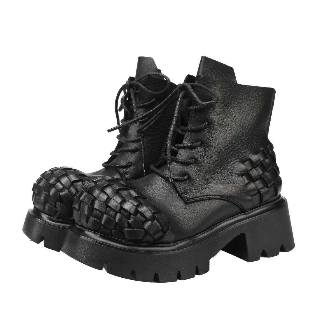 Basket Weave Combat Boots