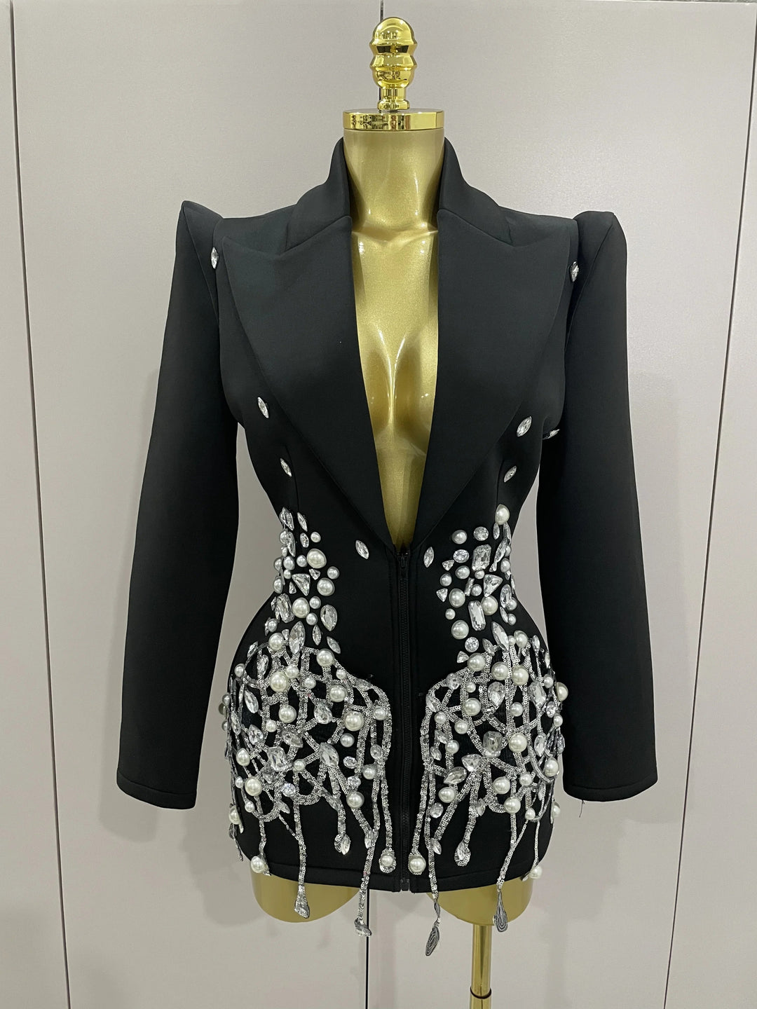 Lacrima Crystal-Drip Blazer Dress