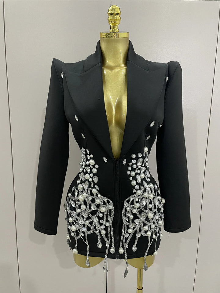 Lacrima Crystal-Drip Blazer Dress