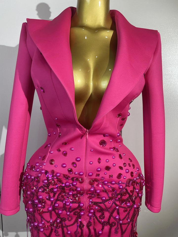 Lacrima Crystal-Drip Blazer Dress