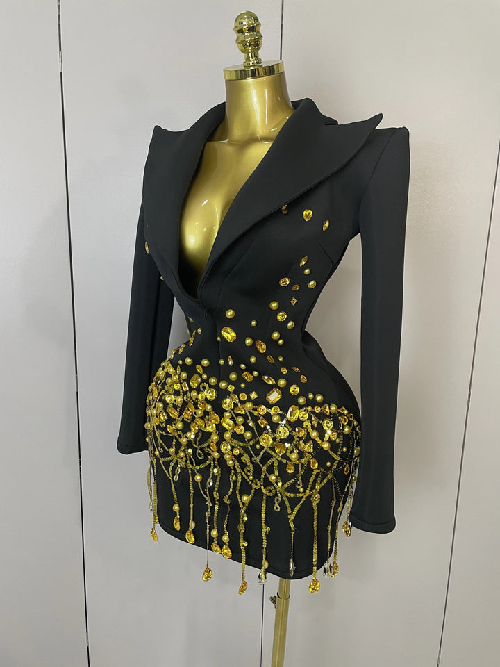 Lacrima Crystal-Drip Blazer Dress