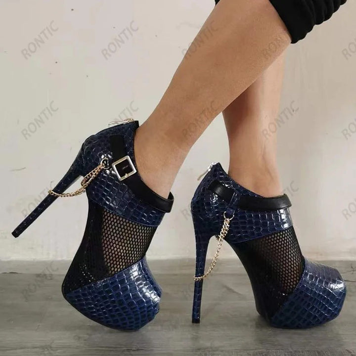 Coccodrilla Mesh Peep-Toe Platform Booties