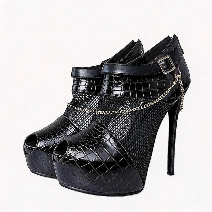 Coccodrilla Mesh Peep-Toe Platform Booties