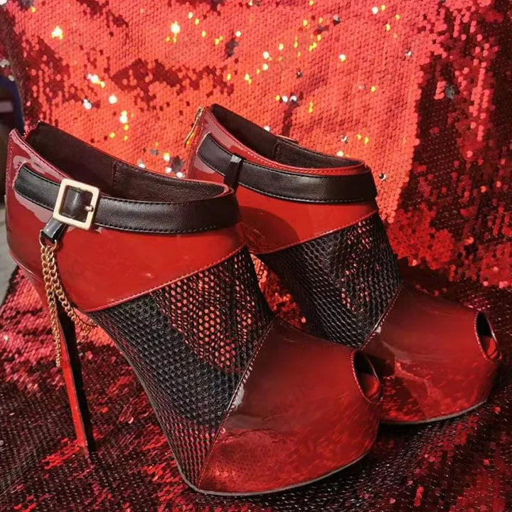Coccodrilla Mesh Peep-Toe Platform Booties