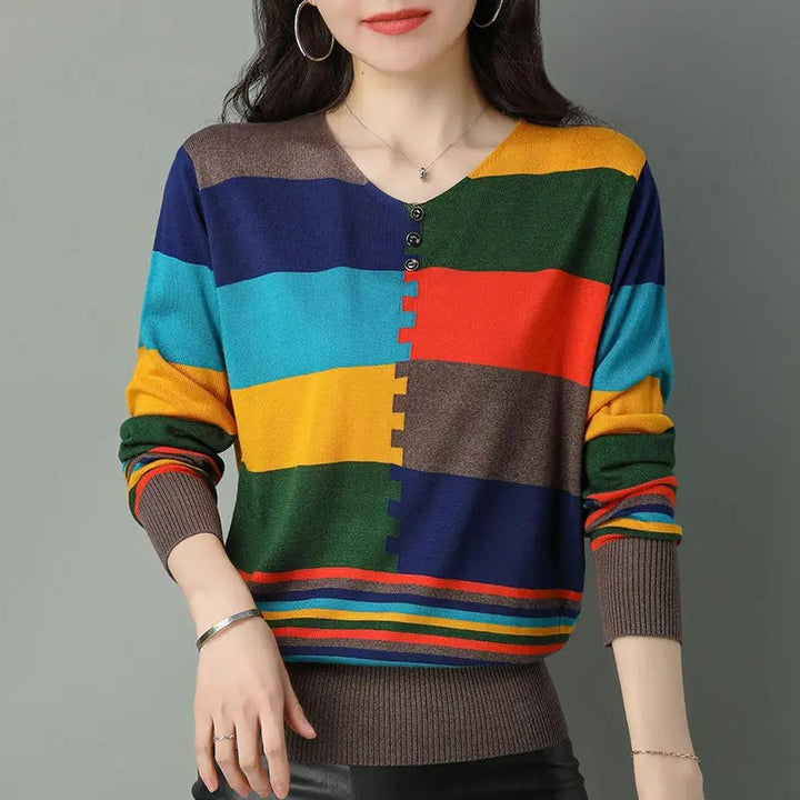 Mondrian Colorblock V-Neck Top