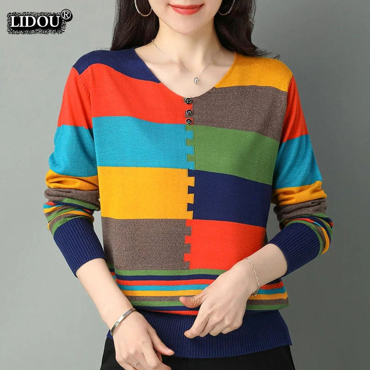 Mondrian Colorblock V-Neck Top