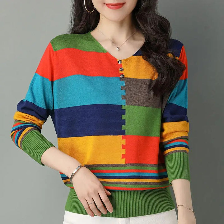 Mondrian Colorblock V-Neck Top