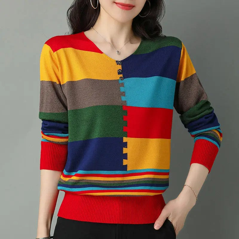 Mondrian Colorblock V-Neck Top