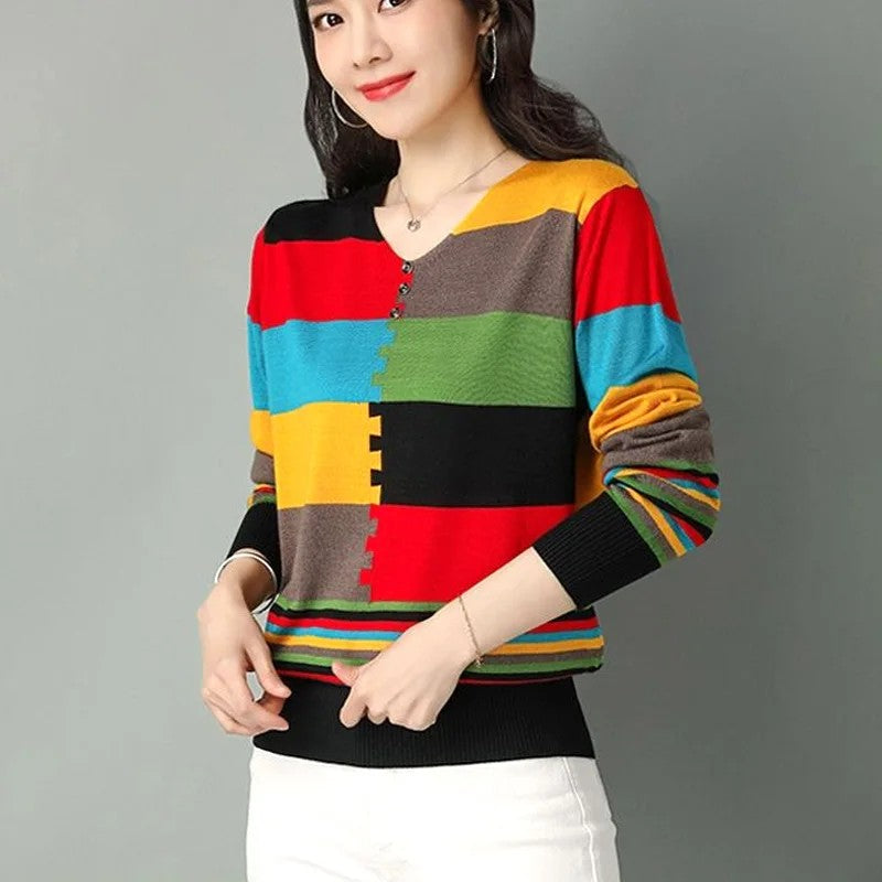 Mondrian Colorblock V-Neck Top