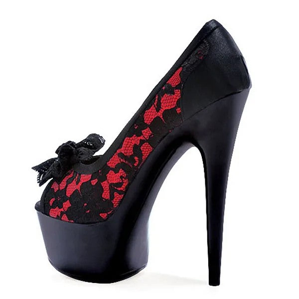 Merletta Lace Peep-Toe Platform Stilettos