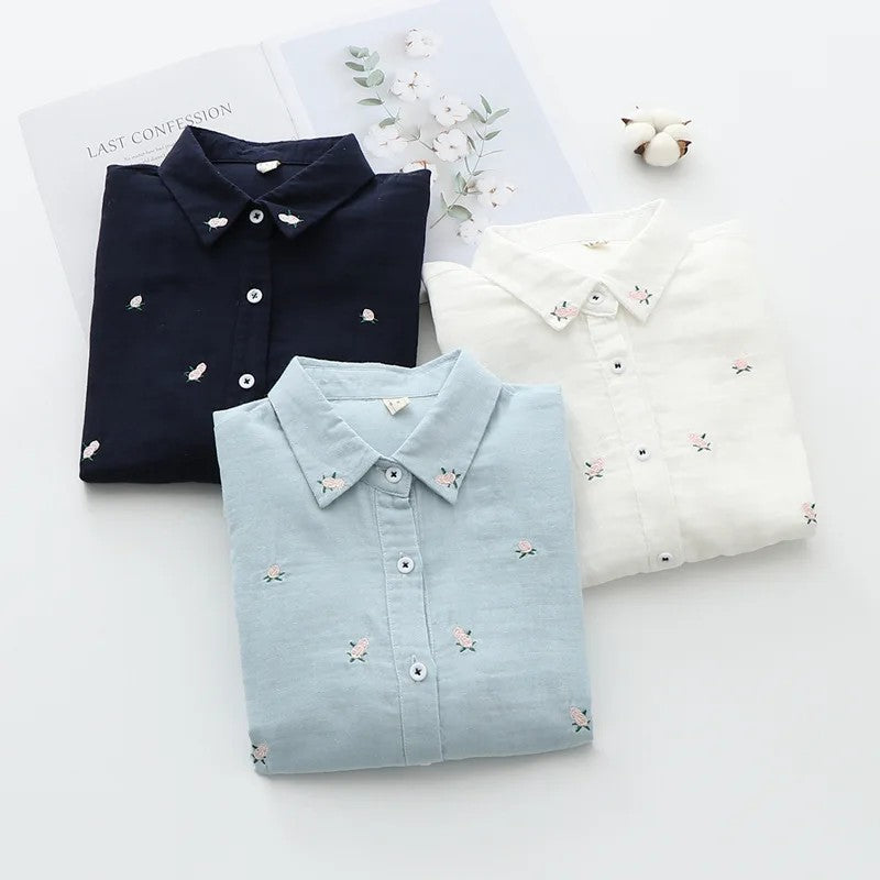 Posy Embroidered Cotton Blouse