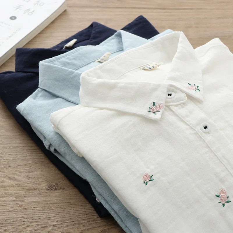Posy Embroidered Cotton Blouse