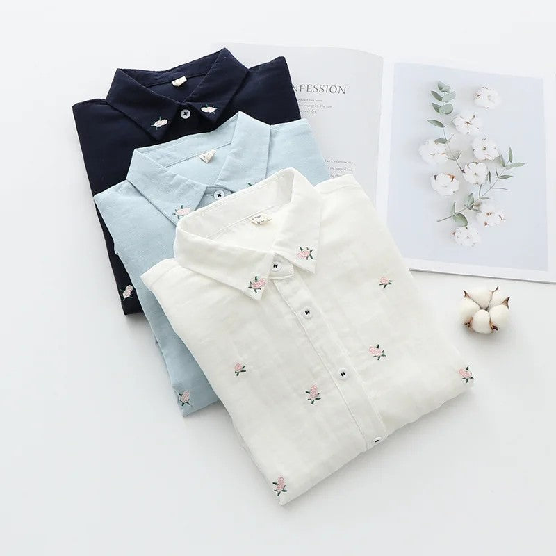 Posy Embroidered Cotton Blouse