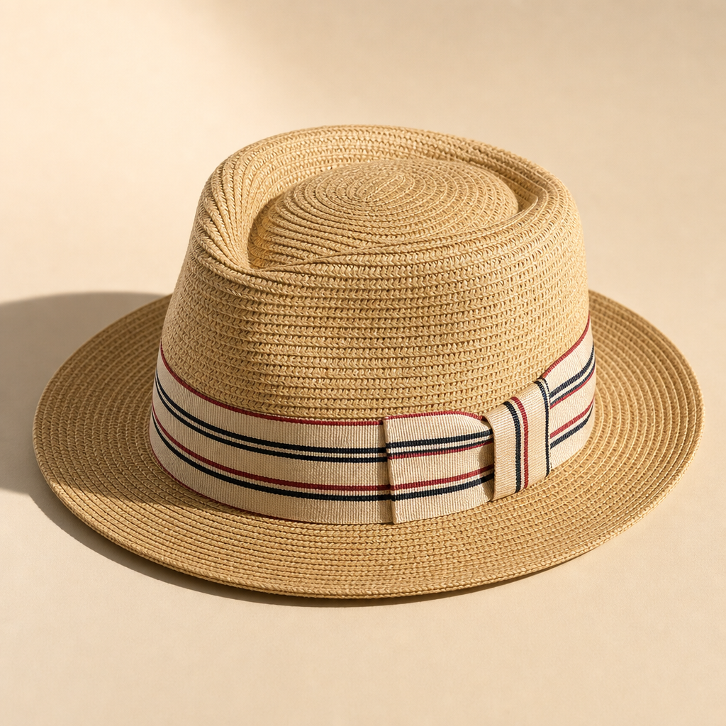 Boardwalk Striped Straw Fedora — 01_clean_hero_studio