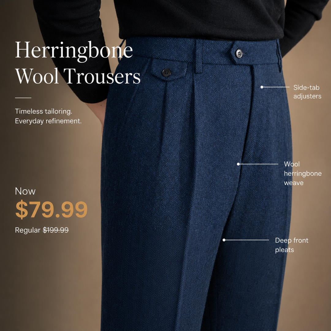 Herringbone Wool Trousers