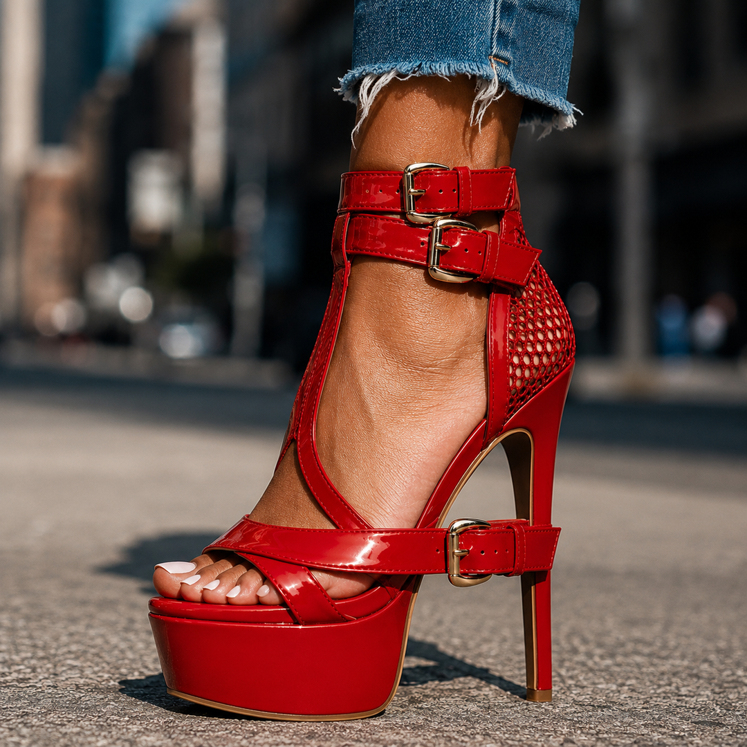 Rete Mesh Platform Stiletto Sandals