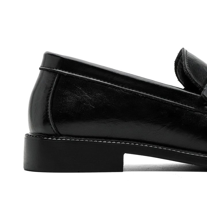 Increspato Pleated-Toe Leather Loafers