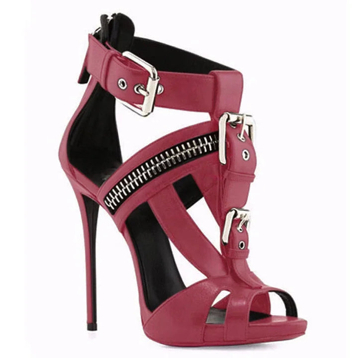Cerniera Zipper T-Strap Stiletto Sandals