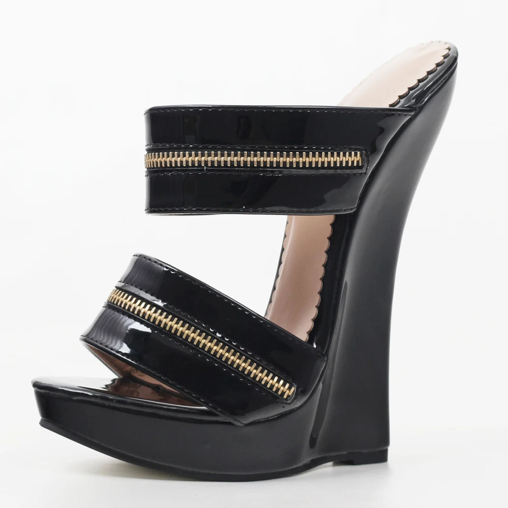 Cerniera Zip-Strap Platform Wedges