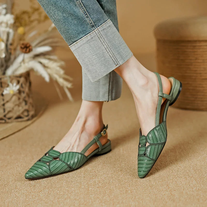 Petalo Leather Slingbacks