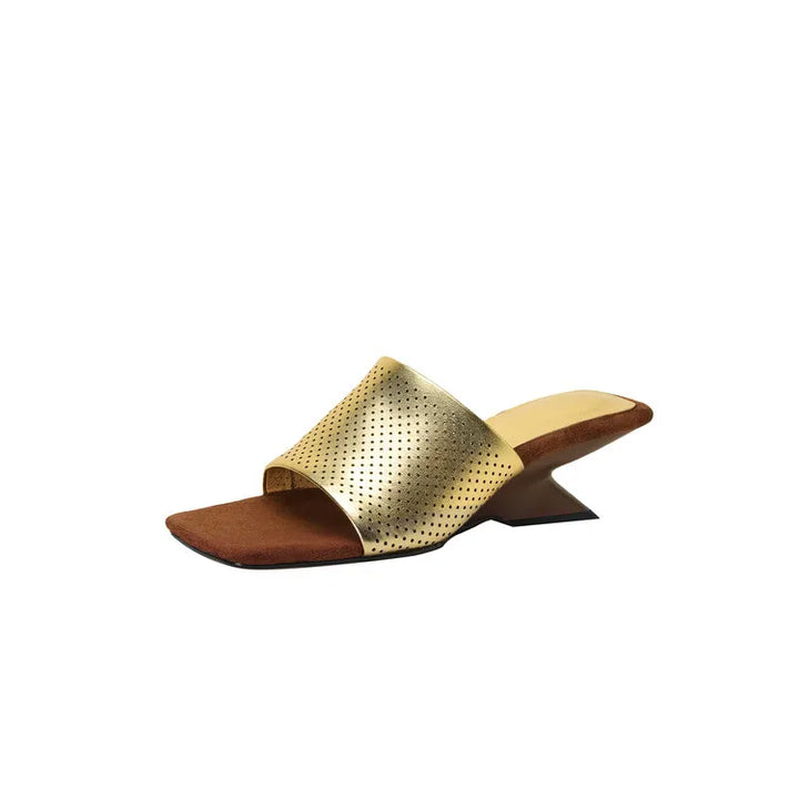 Punzone Perforated Leather Mules