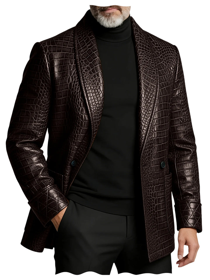 Caimano Croc-Embossed Leather Blazer