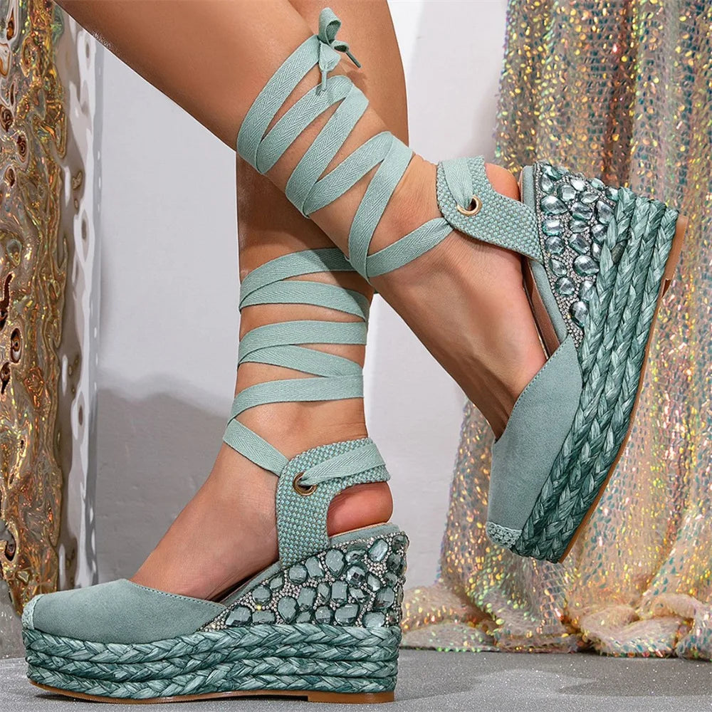 Fiorella Crystal Espadrille Wedges