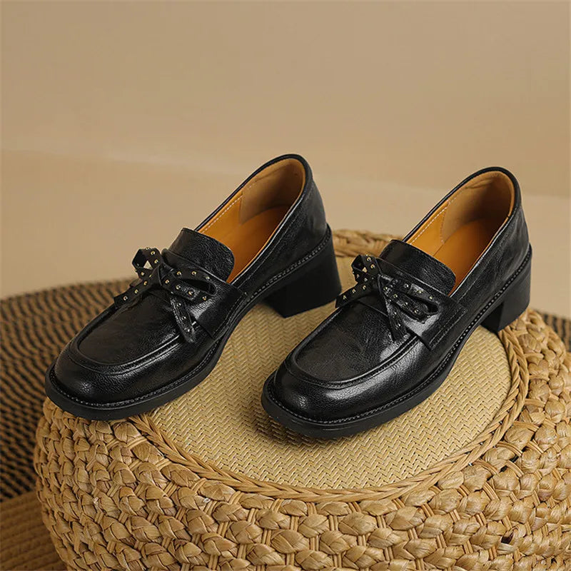 Elowen Rivet Bow Loafers