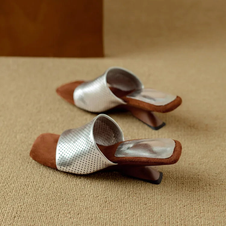 Punzone Perforated Leather Mules