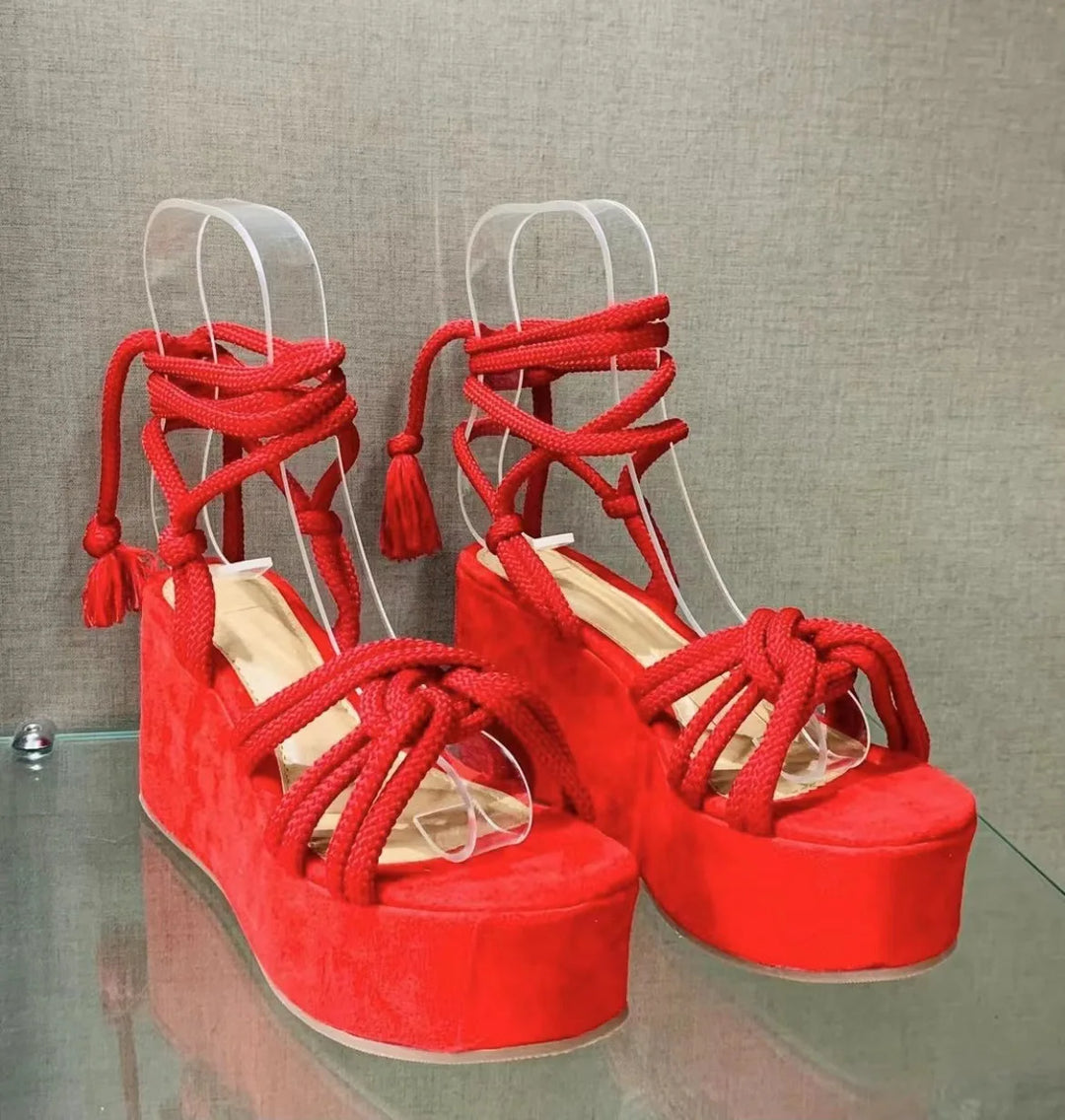 Nodino Braided Rope Platform Wedges