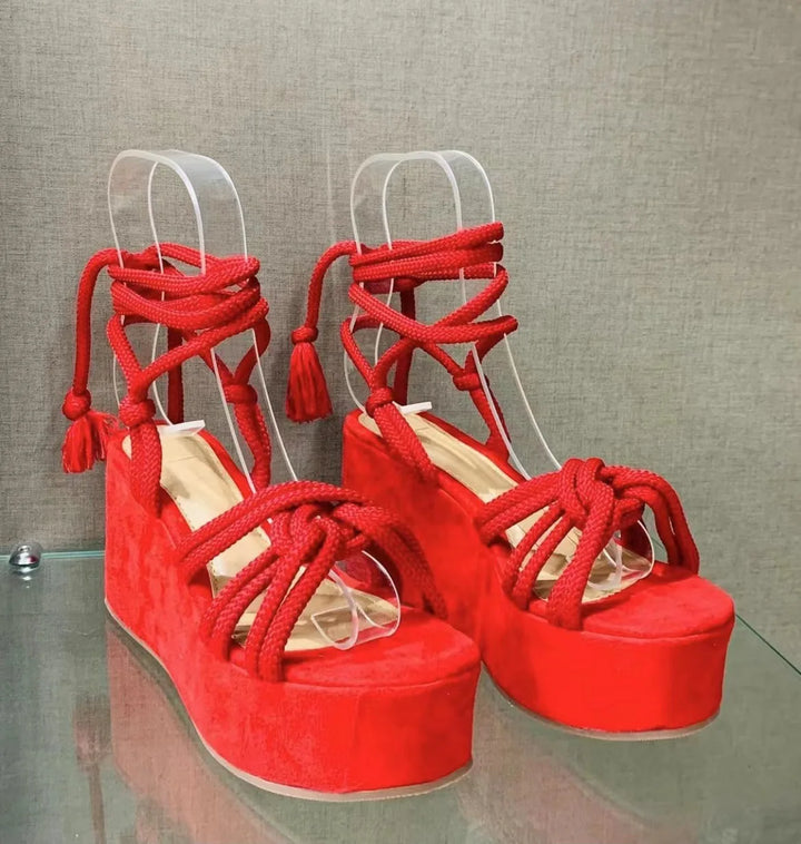 Nodino Braided Rope Platform Wedges