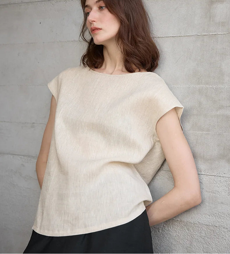 Claudette Cap Sleeve Linen Top