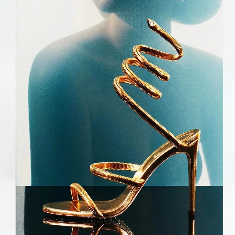 Spirale Coil Ankle-Wrap Sandals