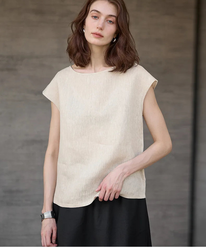 Claudette Cap Sleeve Linen Top