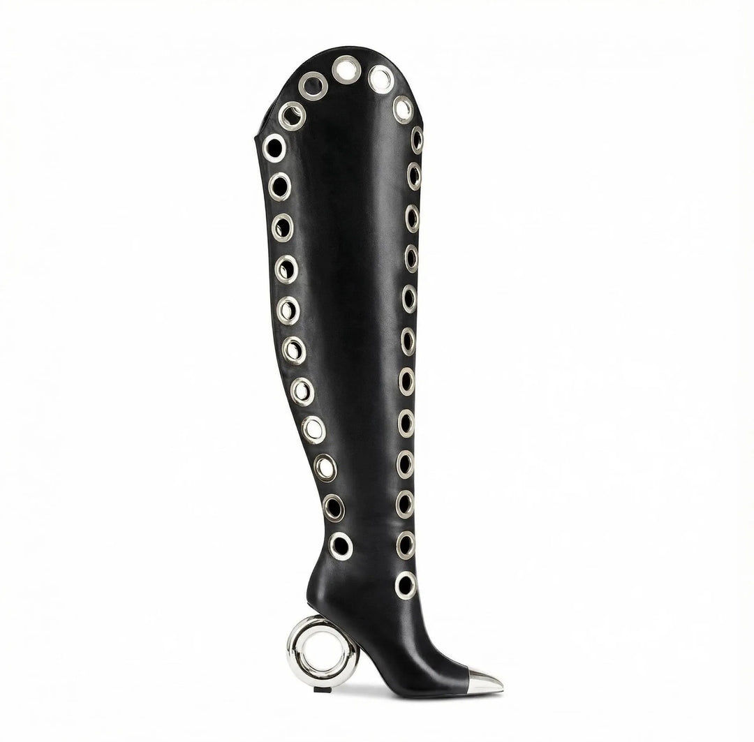 Occhiello Grommet Knee-High Boots